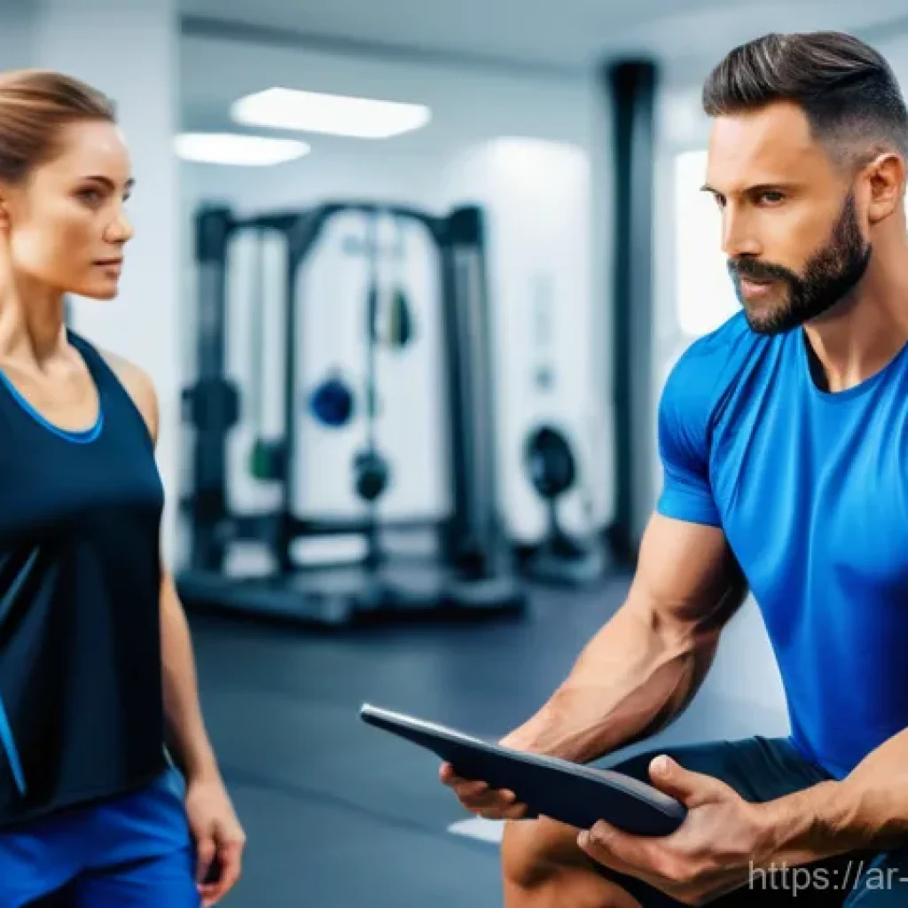 스포츠재활사와 트레이너의 협력 방식 - **Prompt:** A dynamic, high-resolution photo of a professional male athlete (around 25-30 years old,...