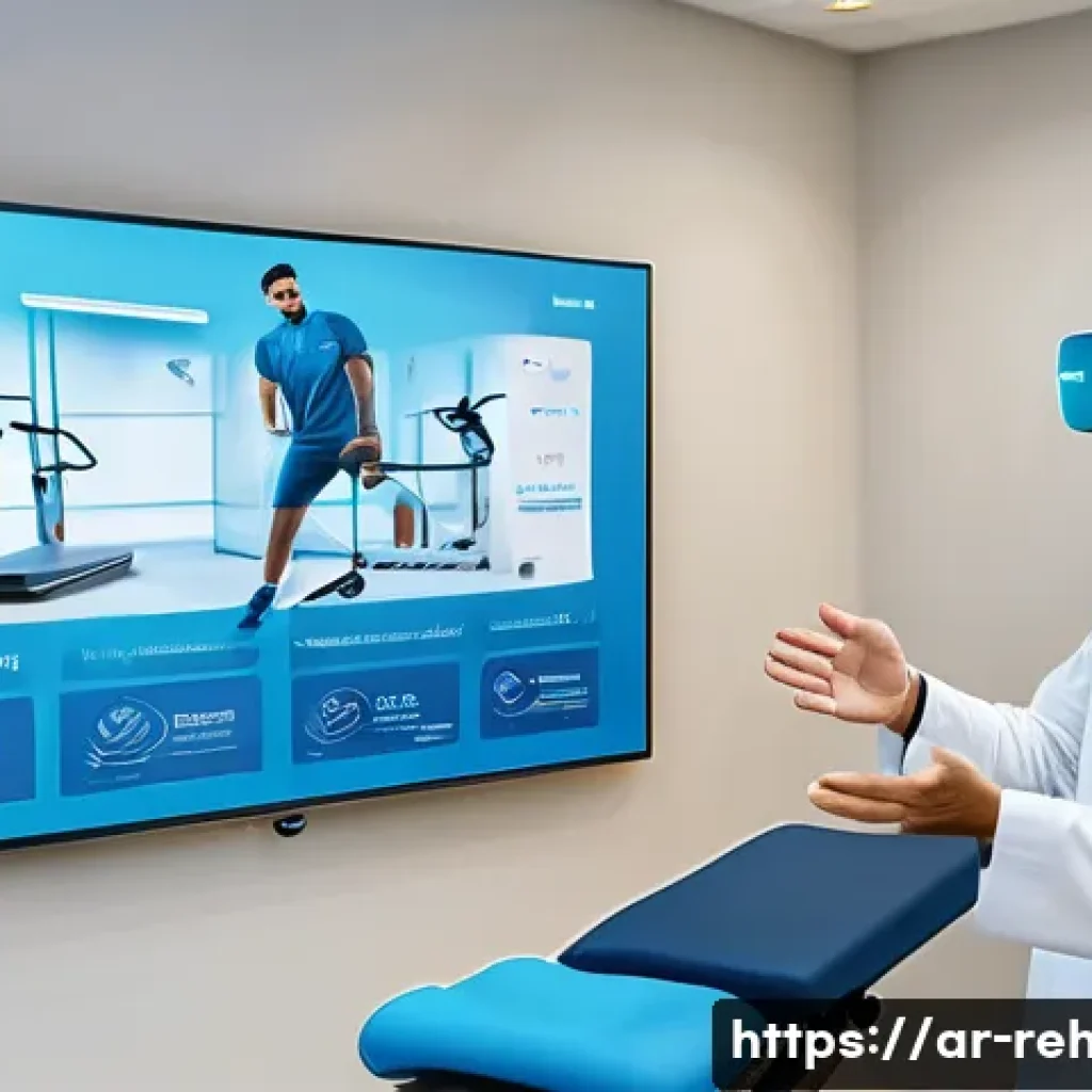 스포츠재활사 채용 동향 분석 - A professional sports rehabilitation specialist in a modern clinic setting in Saudi Arabia, wearing ...